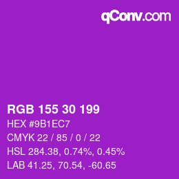 Color code: RGB 155 30 199 | qconv.com