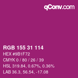 Color code: RGB 155 31 114 | qconv.com