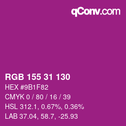 Color code: RGB 155 31 130 | qconv.com