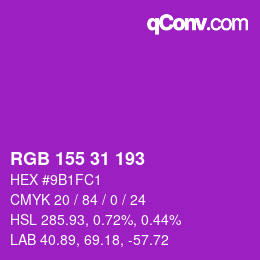 Color code: RGB 155 31 193 | qconv.com