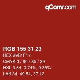 Color code: RGB 155 31 23 | qconv.com