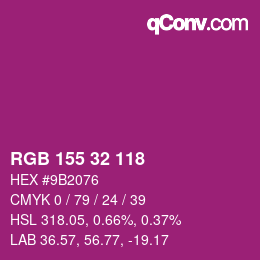 カラーコード: RGB 155 32 118 | qconv.com