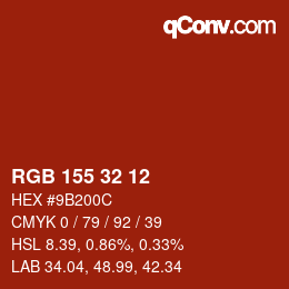 カラーコード: RGB 155 32 12 | qconv.com