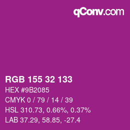 カラーコード: RGB 155 32 133 | qconv.com