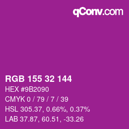 カラーコード: RGB 155 32 144 | qconv.com