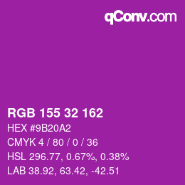 カラーコード: RGB 155 32 162 | qconv.com