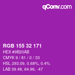 カラーコード: RGB 155 32 171 | qconv.com