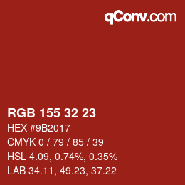 Color code: RGB 155 32 23 | qconv.com