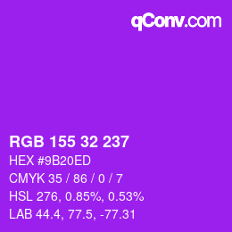 Farbcode: RGB 155 32 237 | qconv.com
