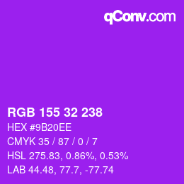 Color code: RGB 155 32 238 | qconv.com