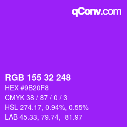 Color code: RGB 155 32 248 | qconv.com