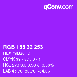 Color code: RGB 155 32 253 | qconv.com