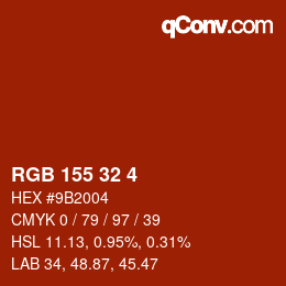 Color code: RGB 155 32 4 | qconv.com