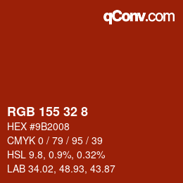 Farbcode: RGB 155 32 8 | qconv.com