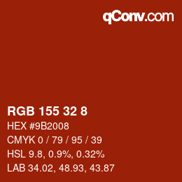 Color code: RGB 155 32 8 | qconv.com