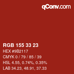 カラーコード: RGB 155 33 23 | qconv.com
