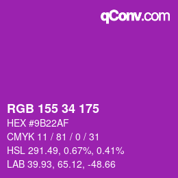 Color code: RGB 155 34 175 | qconv.com
