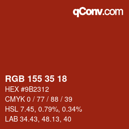 Código de color: RGB 155 35 18 | qconv.com