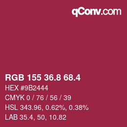 カラーコード: RGB 155 36.8 68.4 | qconv.com