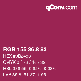 カラーコード: RGB 155 36.8 83 | qconv.com