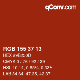 カラーコード: RGB 155 37 13 | qconv.com