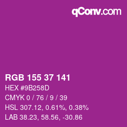 Color code: RGB 155 37 141 | qconv.com