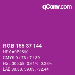 Color code: RGB 155 37 144 | qconv.com