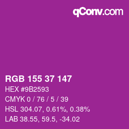 カラーコード: RGB 155 37 147 | qconv.com