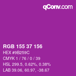 カラーコード: RGB 155 37 156 | qconv.com