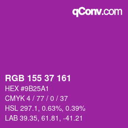 カラーコード: RGB 155 37 161 | qconv.com