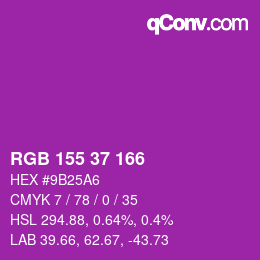 カラーコード: RGB 155 37 166 | qconv.com