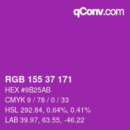 カラーコード: RGB 155 37 171 | qconv.com