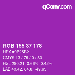 カラーコード: RGB 155 37 178 | qconv.com