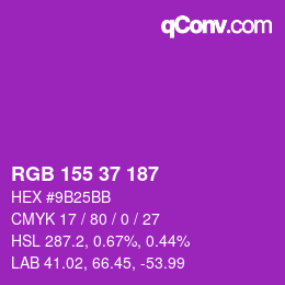 颜色代码: RGB 155 37 187 | qconv.com