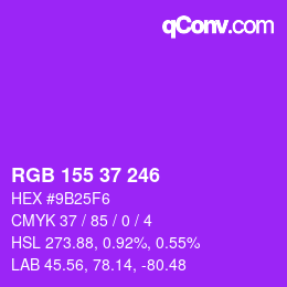 Color code: RGB 155 37 246 | qconv.com