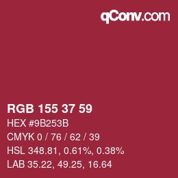 カラーコード: RGB 155 37 59 | qconv.com