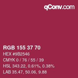 カラーコード: RGB 155 37 70 | qconv.com