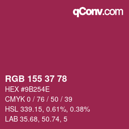 カラーコード: RGB 155 37 78 | qconv.com