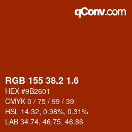カラーコード: RGB 155 38.2 1.6 | qconv.com