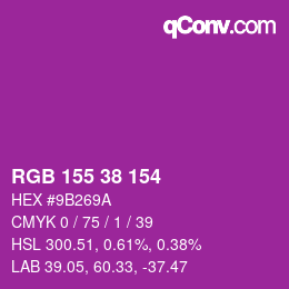 カラーコード: RGB 155 38 154 | qconv.com