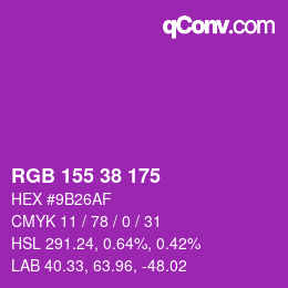 Color code: RGB 155 38 175 | qconv.com