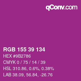 Color code: RGB 155 39 134 | qconv.com
