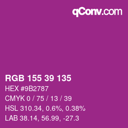 颜色代码: RGB 155 39 135 | qconv.com