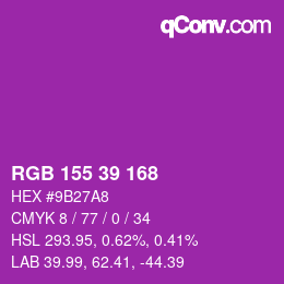 Color code: RGB 155 39 168 | qconv.com