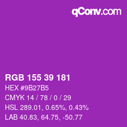 Color code: RGB 155 39 181 | qconv.com