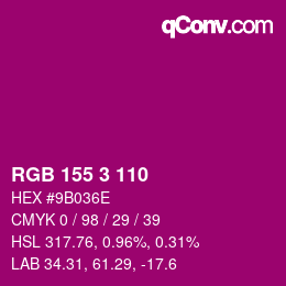 颜色代码: RGB 155 3 110 | qconv.com