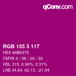カラーコード: RGB 155 3 117 | qconv.com