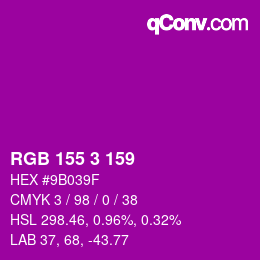 カラーコード: RGB 155 3 159 | qconv.com