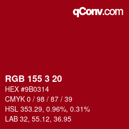 カラーコード: RGB 155 3 20 | qconv.com