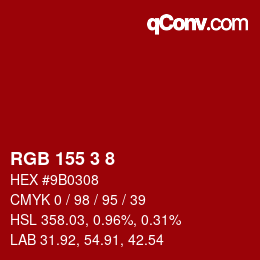 Color code: RGB 155 3 8 | qconv.com
